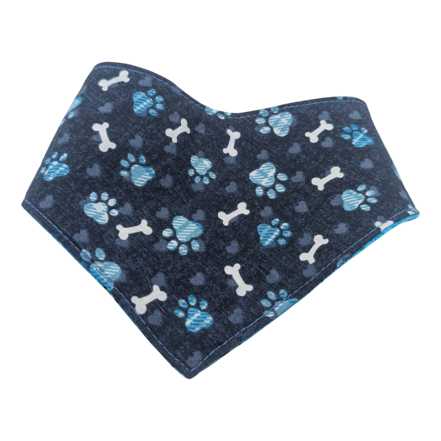 Foulard réversible à bouton pression réversible - Requin et patte chien bleu- snap - Fait au Québec