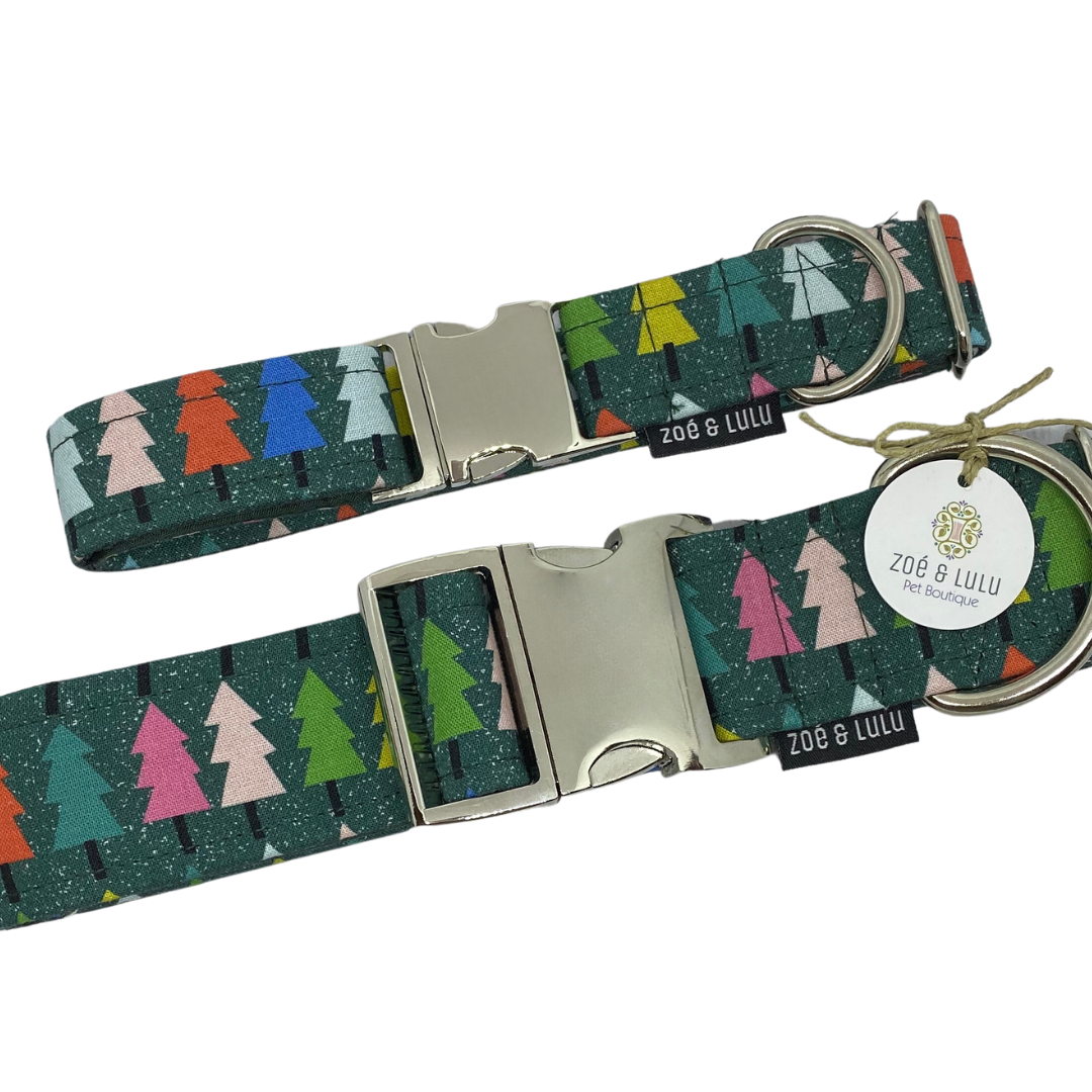 Christmas Trees Dog Collar