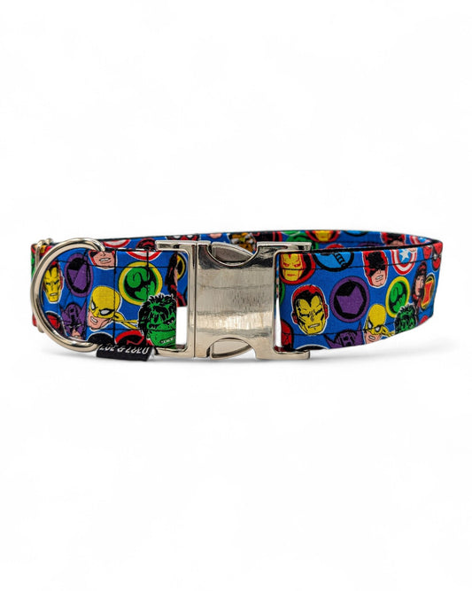 Collier pour chien blue  clip metal fais au Québec /Blue metal clip dog collar made in Quebec