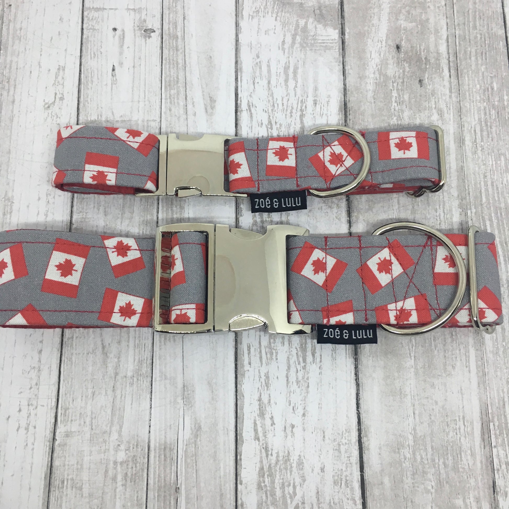 Collier pour chien en tissus drapeau canada clip en métal fait au QUébec/canadian flag fabric  necklace with metal clip made in Québec
