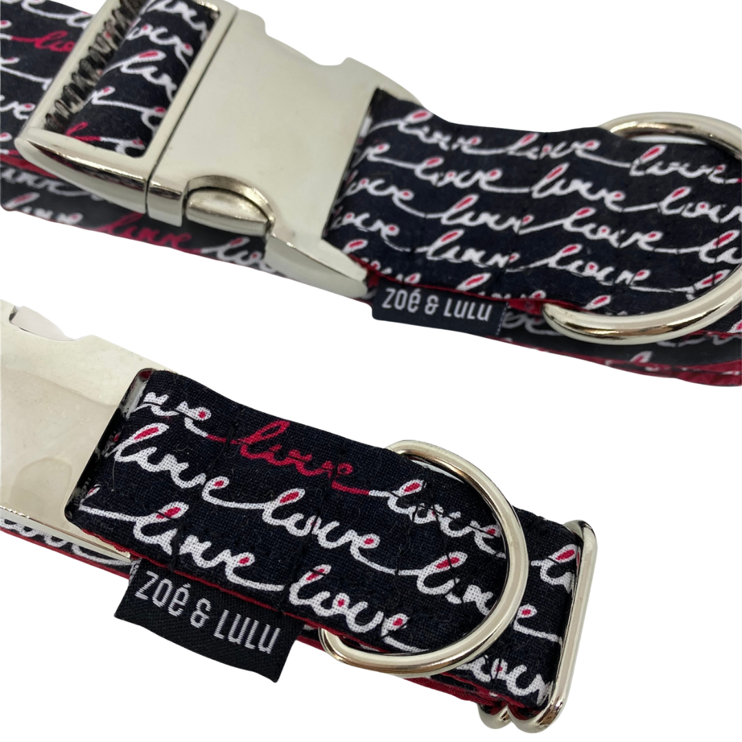 Collier pour chien love clip en metal fait au Québec /Love Clip metal dog collar made in Quebec