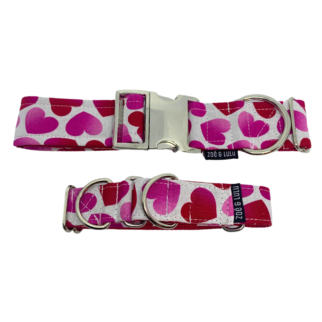 collier pour chien motif de coeur rouge fait au Québec