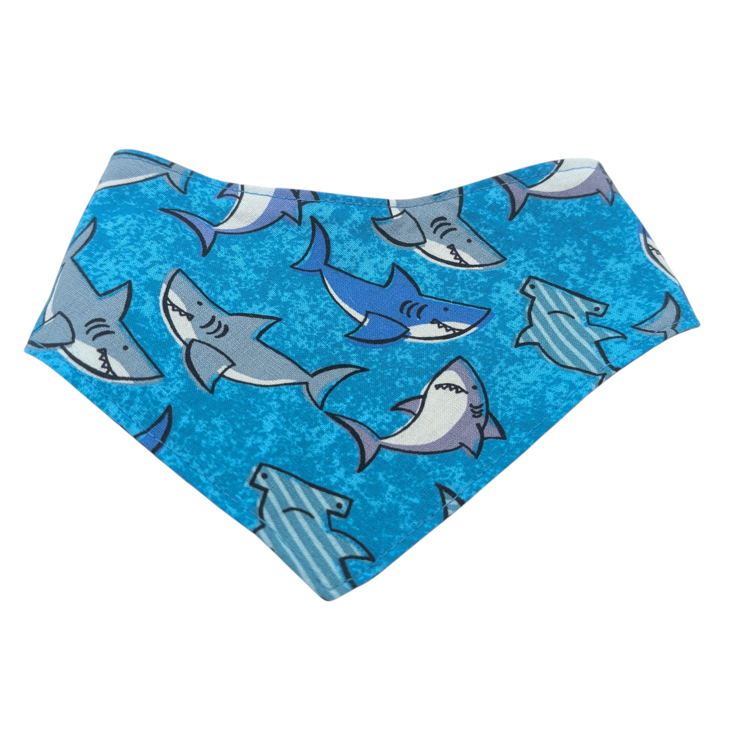 Foulard réversible à bouton pression réversible - Requin et patte chien bleu- snap - Fait au Québec